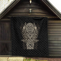 Celtic Trinity Knot Raven Emblem Quilt Intricate Norse Tribal Knotwork Illustration