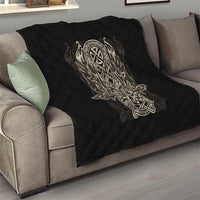 Celtic Trinity Knot Raven Emblem Quilt Intricate Norse Tribal Knotwork Illustration