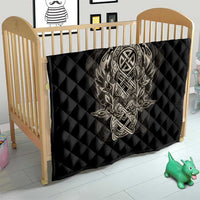 Celtic Trinity Knot Raven Emblem Quilt Intricate Norse Tribal Knotwork Illustration