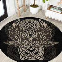 Celtic Trinity Knot Raven Emblem Round Carpet Intricate Norse Tribal Knotwork Illustration