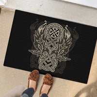 Celtic Trinity Knot Raven Emblem Rubber Doormat Intricate Norse Tribal Knotwork Illustration