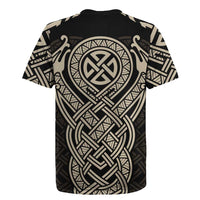 Celtic Trinity Knot Raven Emblem Rugby Jersey Intricate Norse Tribal Knotwork Illustration