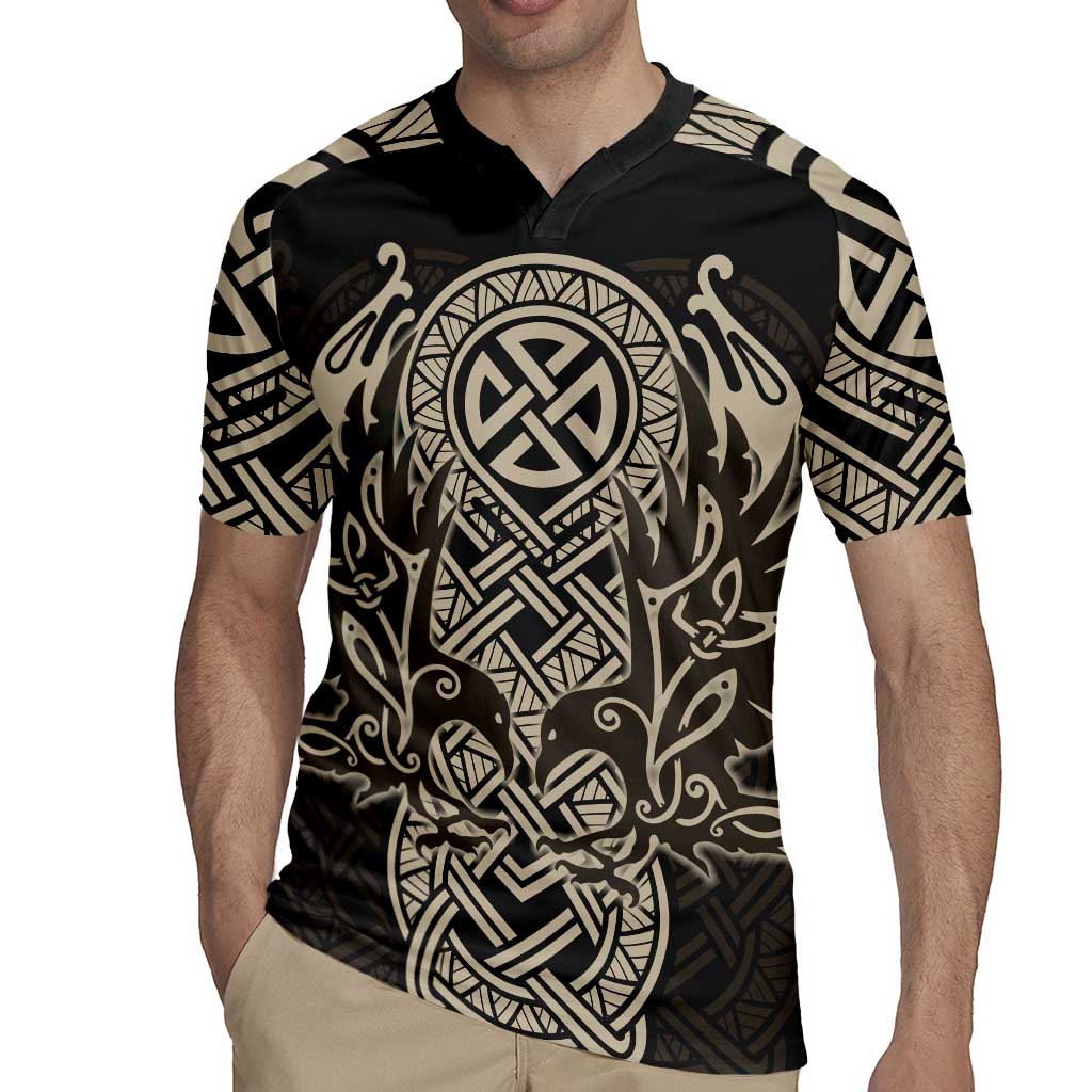 Celtic Trinity Knot Raven Emblem Rugby Jersey Intricate Norse Tribal Knotwork Illustration