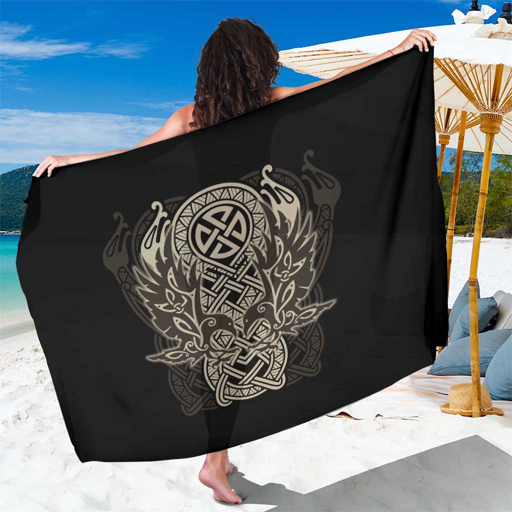 Celtic Trinity Knot Raven Emblem Sarong Intricate Norse Tribal Knotwork Illustration