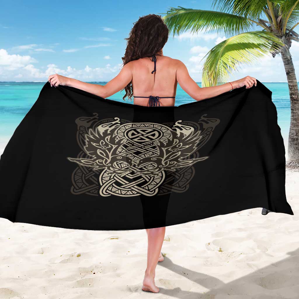 Celtic Trinity Knot Raven Emblem Sarong Intricate Norse Tribal Knotwork Illustration