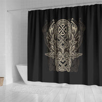 Celtic Trinity Knot Raven Emblem Shower Curtain Intricate Norse Tribal Knotwork Illustration