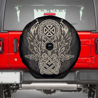 Celtic Trinity Knot Raven Emblem Spare Tire Cover Intricate Norse Tribal Knotwork Illustration