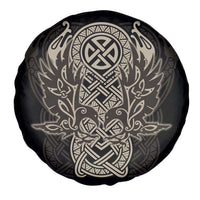 Celtic Trinity Knot Raven Emblem Spare Tire Cover Intricate Norse Tribal Knotwork Illustration