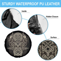 Celtic Trinity Knot Raven Emblem Spare Tire Cover Intricate Norse Tribal Knotwork Illustration