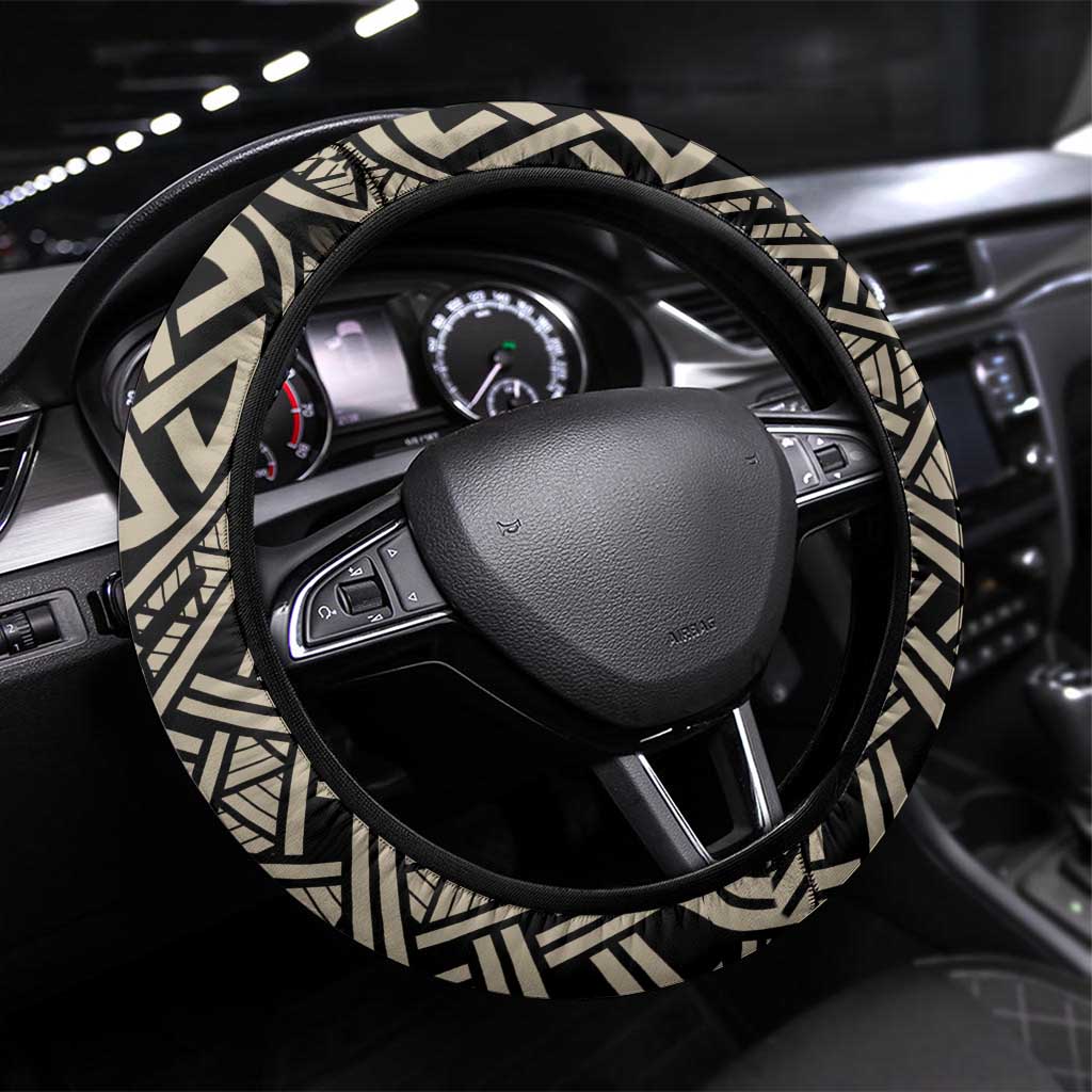 Celtic Trinity Knot Raven Emblem Steering Wheel Cover Intricate Norse Tribal Knotwork Illustration
