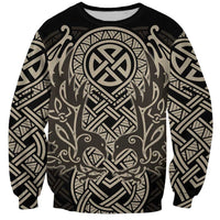 Celtic Trinity Knot Raven Emblem Sweatshirt Intricate Norse Tribal Knotwork Illustration