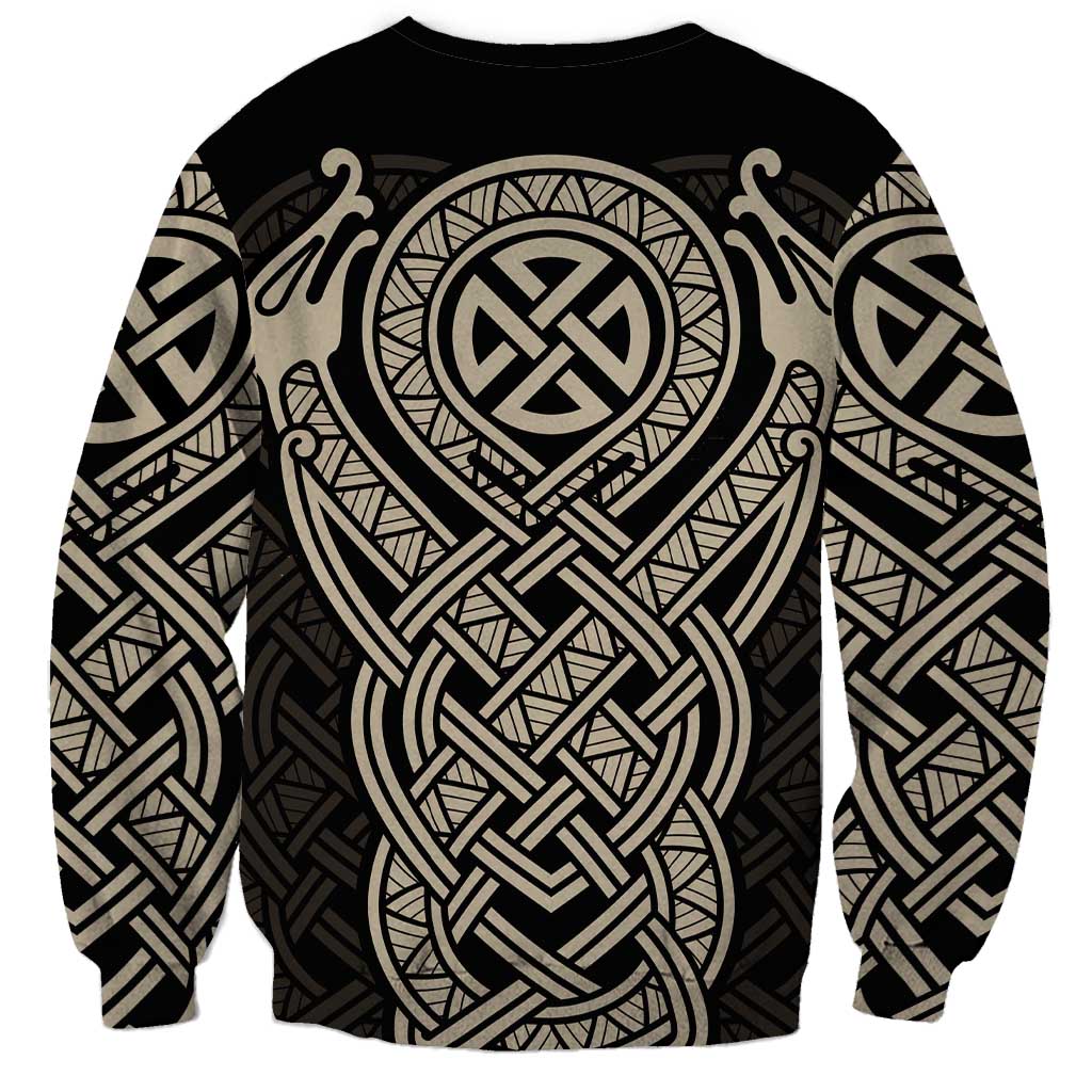 Celtic Trinity Knot Raven Emblem Sweatshirt Intricate Norse Tribal Knotwork Illustration
