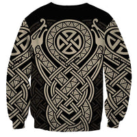 Celtic Trinity Knot Raven Emblem Sweatshirt Intricate Norse Tribal Knotwork Illustration