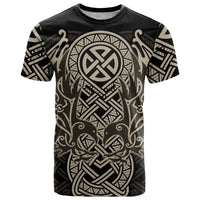 Celtic Trinity Knot Raven Emblem T Shirt Intricate Norse Tribal Knotwork Illustration