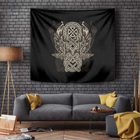 Celtic Trinity Knot Raven Emblem Tapestry Intricate Norse Tribal Knotwork Illustration