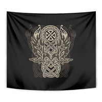 Celtic Trinity Knot Raven Emblem Tapestry Intricate Norse Tribal Knotwork Illustration