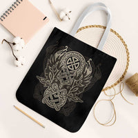 Celtic Trinity Knot Raven Emblem Tote Bag Intricate Norse Tribal Knotwork Illustration