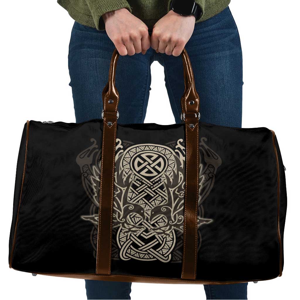 Celtic Trinity Knot Raven Emblem Travel Bag Intricate Norse Tribal Knotwork Illustration