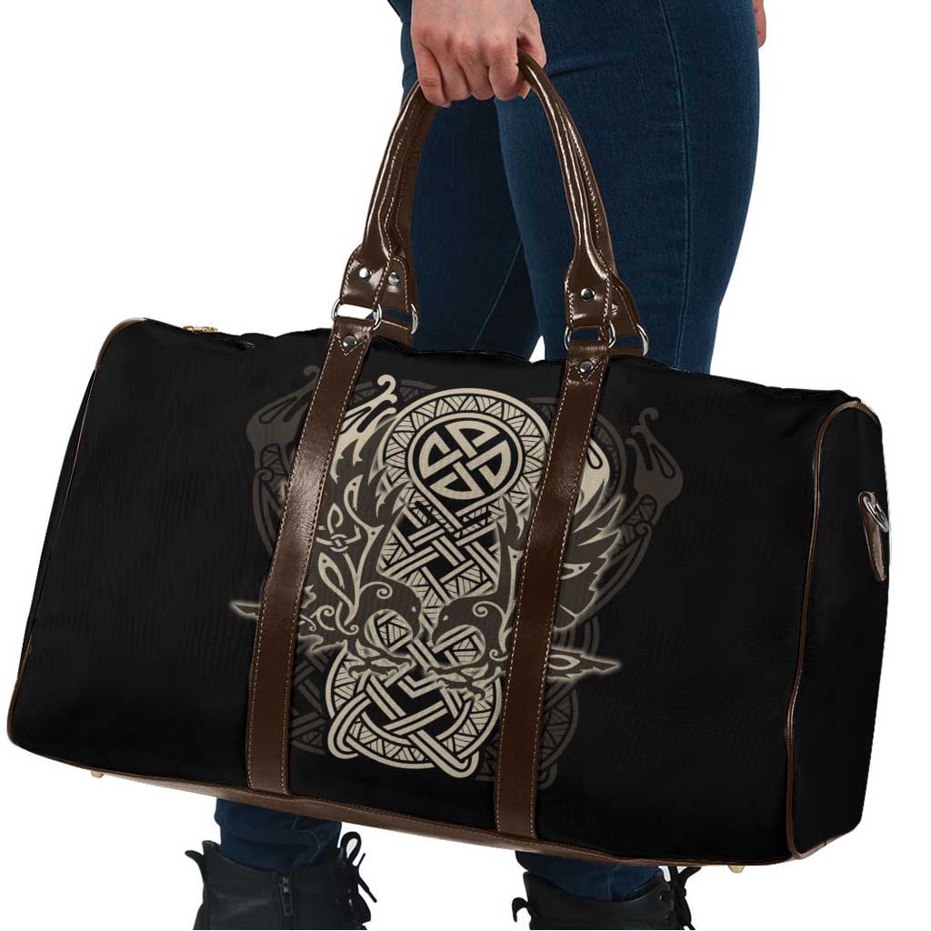 Celtic Trinity Knot Raven Emblem Travel Bag Intricate Norse Tribal Knotwork Illustration