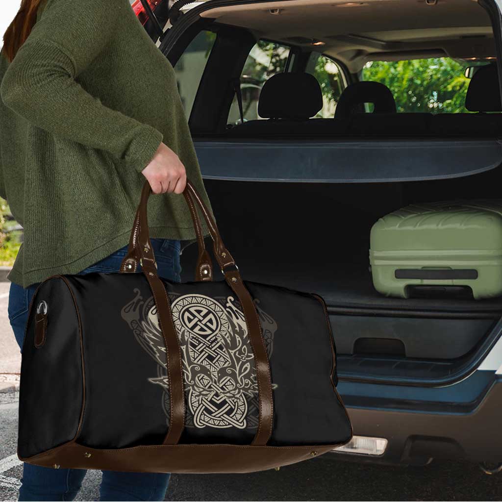 Celtic Trinity Knot Raven Emblem Travel Bag Intricate Norse Tribal Knotwork Illustration