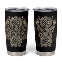Celtic Trinity Knot Raven Emblem Tumbler Cup Intricate Norse Tribal Knotwork Illustration