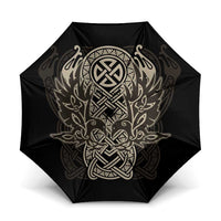 Celtic Trinity Knot Raven Emblem Umbrella Intricate Norse Tribal Knotwork Illustration