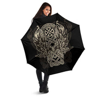 Celtic Trinity Knot Raven Emblem Umbrella Intricate Norse Tribal Knotwork Illustration