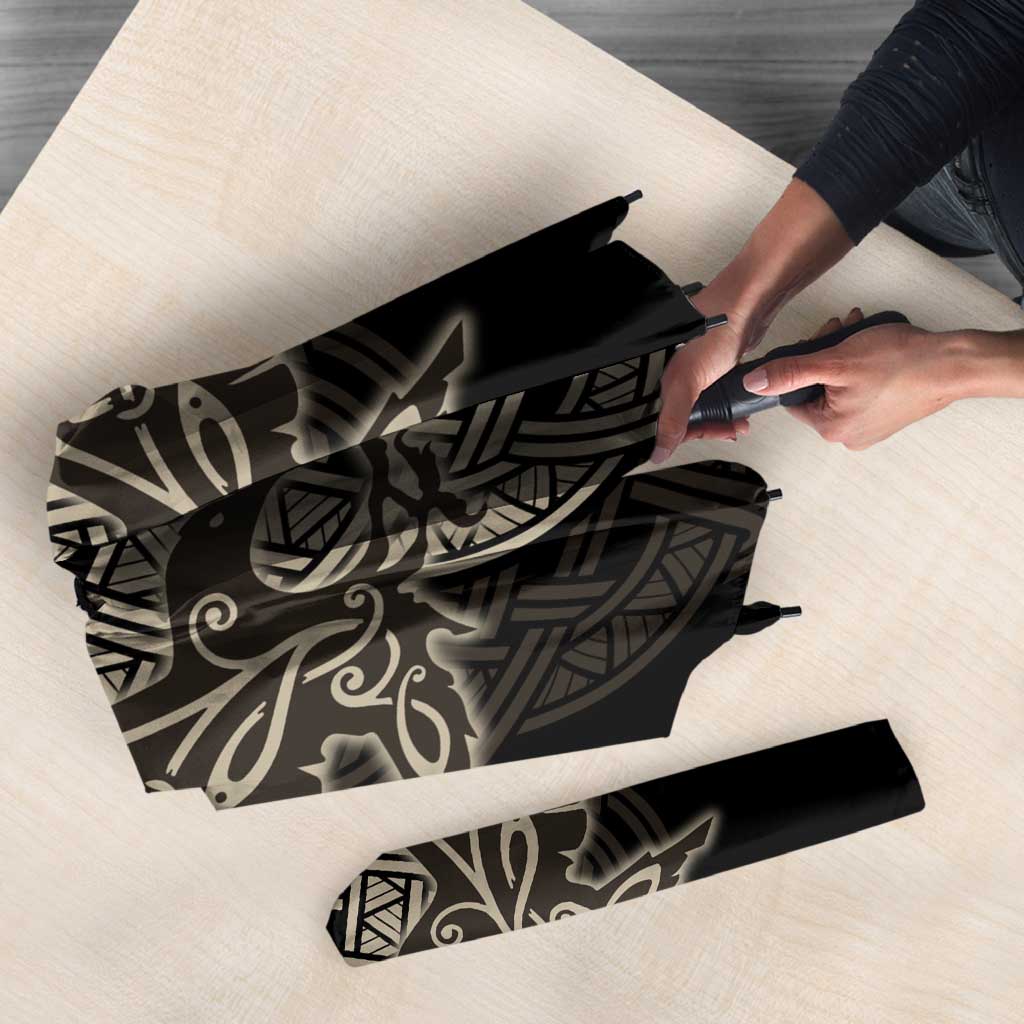 Celtic Trinity Knot Raven Emblem Umbrella Intricate Norse Tribal Knotwork Illustration