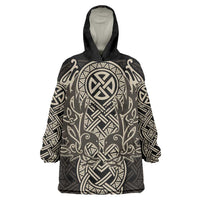 Celtic Trinity Knot Raven Emblem Wearable Blanket Hoodie Intricate Norse Tribal Knotwork Illustration