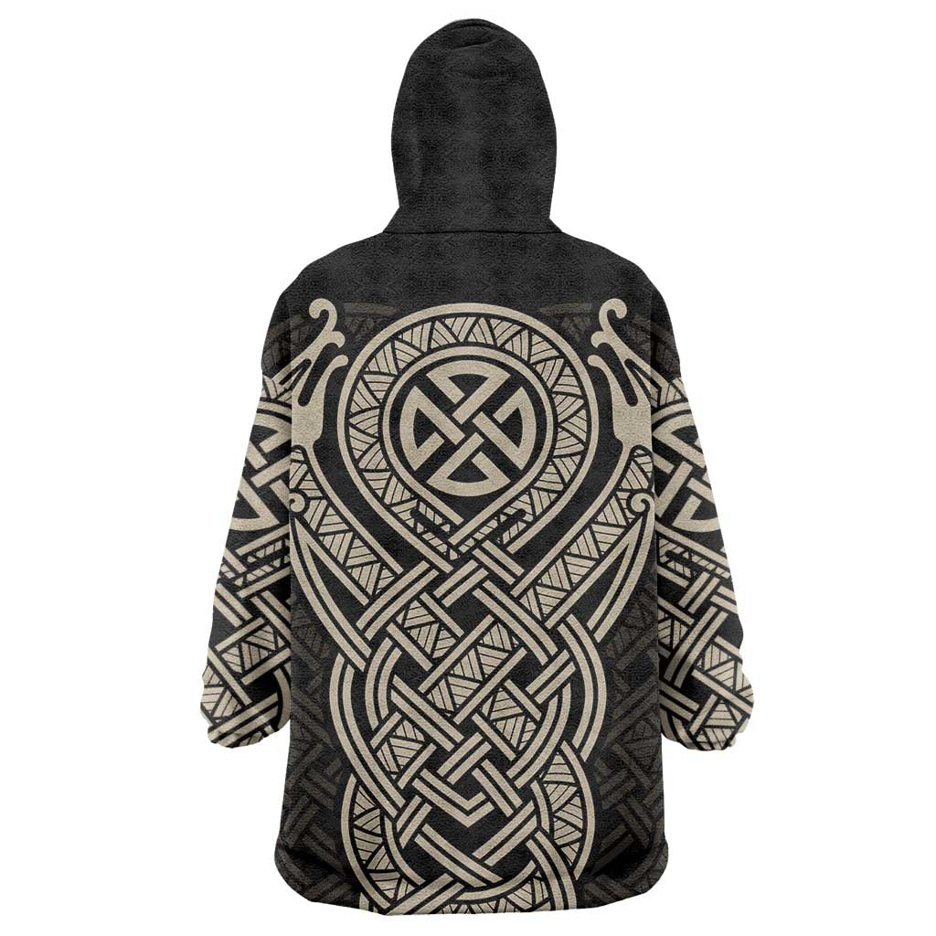 Celtic Trinity Knot Raven Emblem Wearable Blanket Hoodie Intricate Norse Tribal Knotwork Illustration