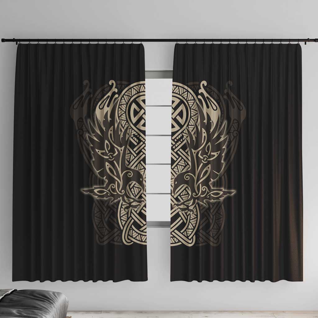 Celtic Trinity Knot Raven Emblem Window Curtain Intricate Norse Tribal Knotwork Illustration