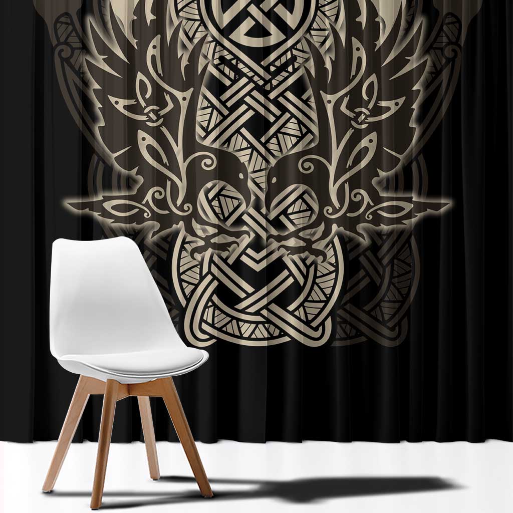 Celtic Trinity Knot Raven Emblem Window Curtain Intricate Norse Tribal Knotwork Illustration