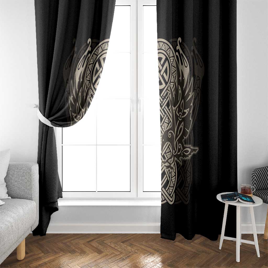 Celtic Trinity Knot Raven Emblem Window Curtain Intricate Norse Tribal Knotwork Illustration