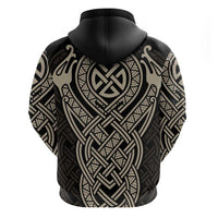 Celtic Trinity Knot Raven Emblem Zip Hoodie Intricate Norse Tribal Knotwork Illustration