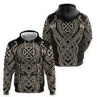 Celtic Trinity Knot Raven Emblem Zip Hoodie Intricate Norse Tribal Knotwork Illustration