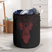 Viking Stag and Helm of Awe Symbol Laundry Basket Glowing Norse Runic Tribal Illustration