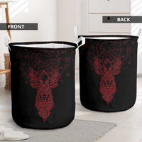Viking Stag and Helm of Awe Symbol Laundry Basket Glowing Norse Runic Tribal Illustration