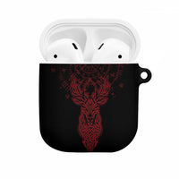 Viking Stag and Helm of Awe Symbol AirPods Case Glowing Norse Runic Tribal Illustration
