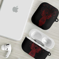 Viking Stag and Helm of Awe Symbol AirPods Case Glowing Norse Runic Tribal Illustration