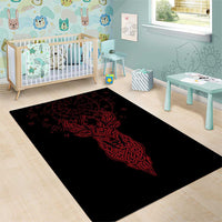 Viking Stag and Helm of Awe Symbol Area Rug Glowing Norse Runic Tribal Illustration
