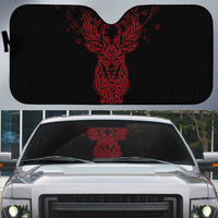 Viking Stag and Helm of Awe Symbol Auto Sun Shade Glowing Norse Runic Tribal Illustration