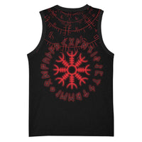 Viking Stag and Helm of Awe Symbol Basketball Jersey Glowing Norse Runic Tribal Illustration
