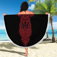 Viking Stag and Helm of Awe Symbol Beach Blanket Glowing Norse Runic Tribal Illustration