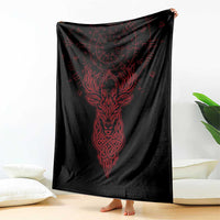 Viking Stag and Helm of Awe Symbol Blanket Glowing Norse Runic Tribal Illustration