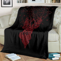 Viking Stag and Helm of Awe Symbol Blanket Glowing Norse Runic Tribal Illustration