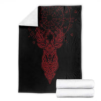 Viking Stag and Helm of Awe Symbol Blanket Glowing Norse Runic Tribal Illustration