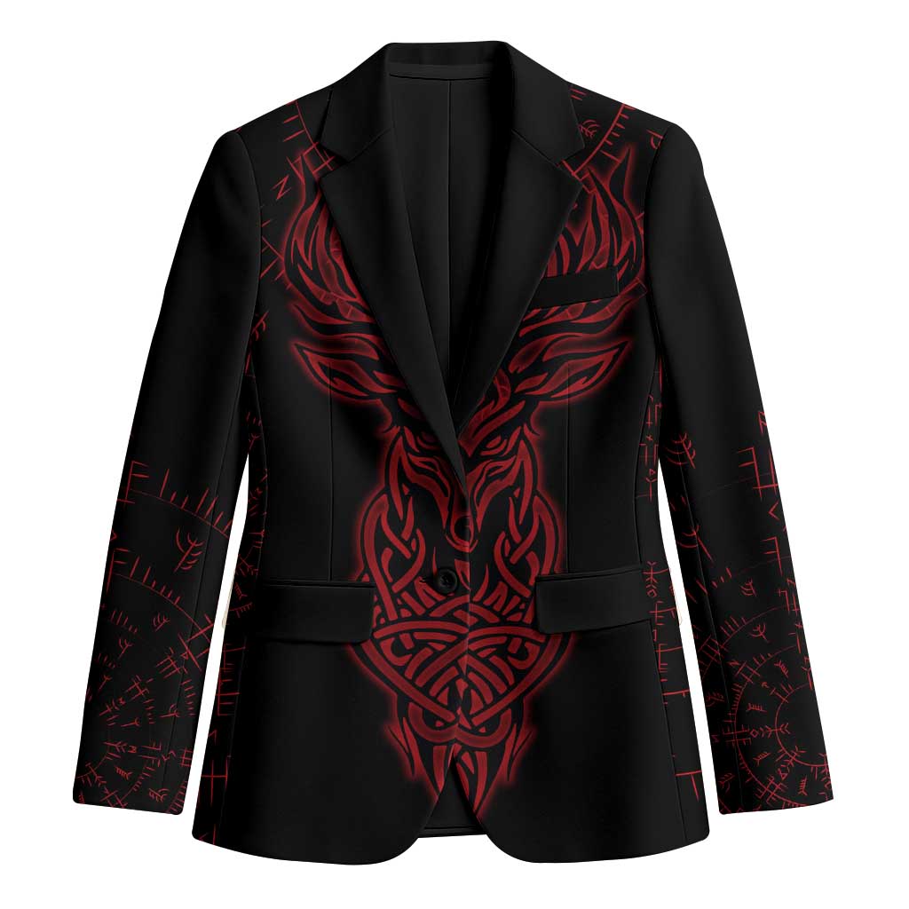 Viking Stag and Helm of Awe Symbol Blazer Glowing Norse Runic Tribal Illustration