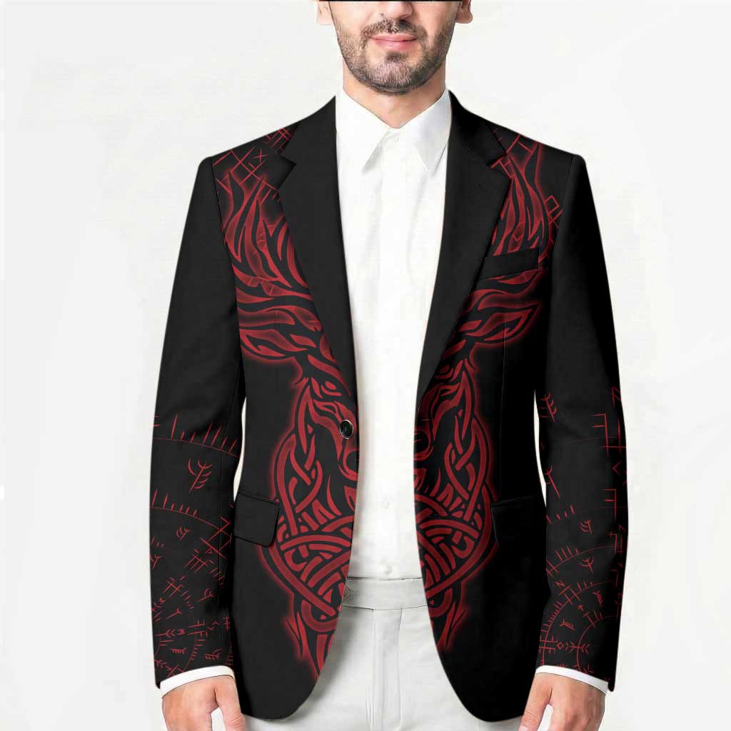 Viking Stag and Helm of Awe Symbol Blazer Glowing Norse Runic Tribal Illustration