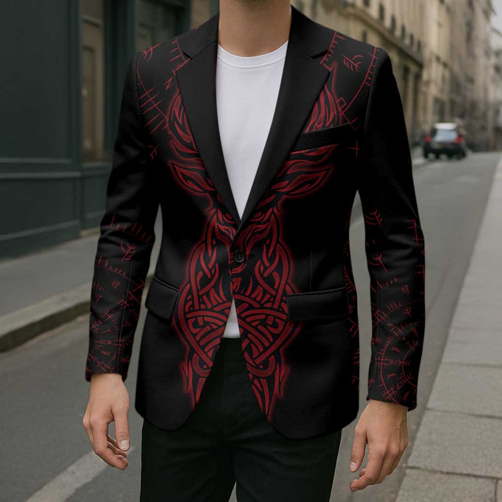 Viking Stag and Helm of Awe Symbol Blazer Glowing Norse Runic Tribal Illustration