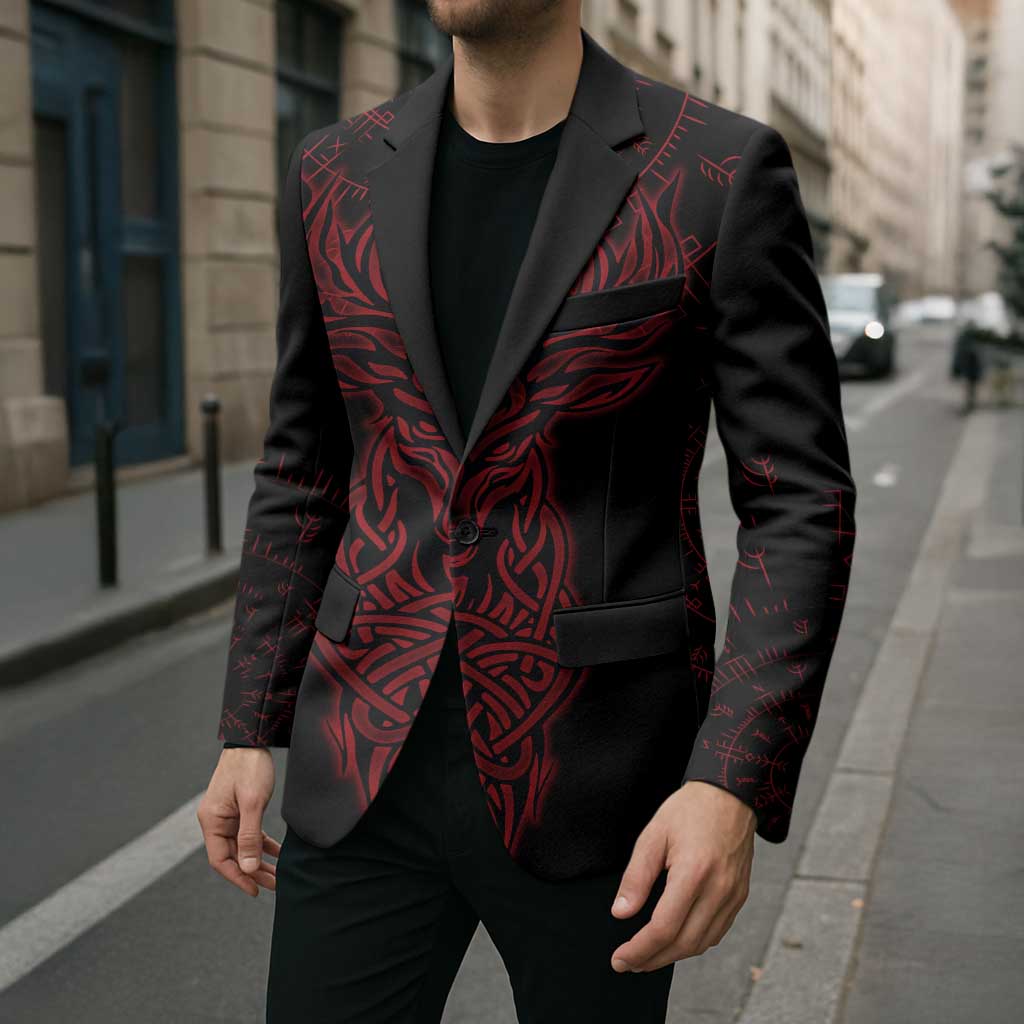 Viking Stag and Helm of Awe Symbol Blazer Glowing Norse Runic Tribal Illustration